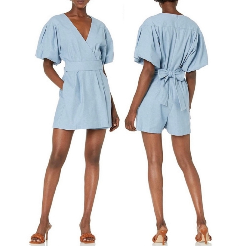 BCBGMAXAZRIA Puff Sleeve Romper Womens‎ Size S